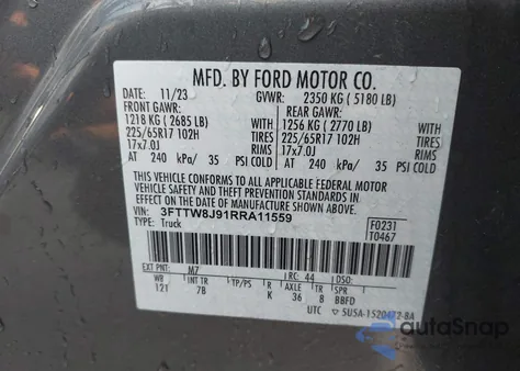 2024 Ford Maverick Xlt z USA, uszkodzony, nr VIN 3FTTW8J91RRA11559